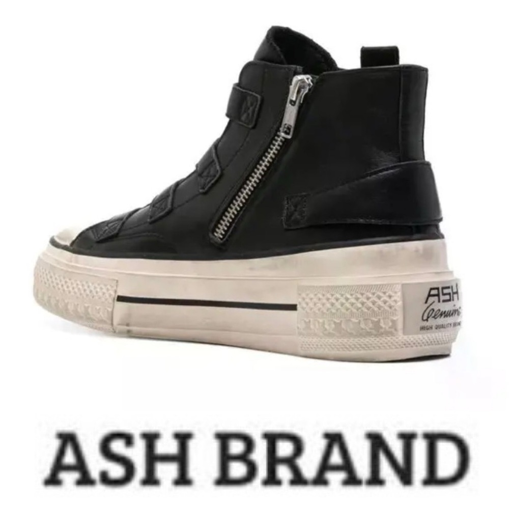 NEW Ash Rainbow Black Leather High Top Distressed Sneakers 36 - Picture 3 of 13